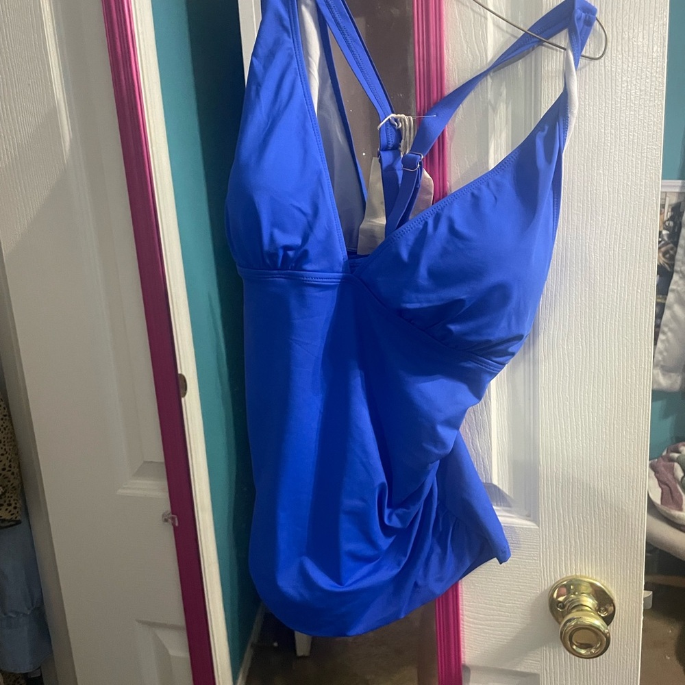 Delicious Royal Blue Plus-Size Tankini Top